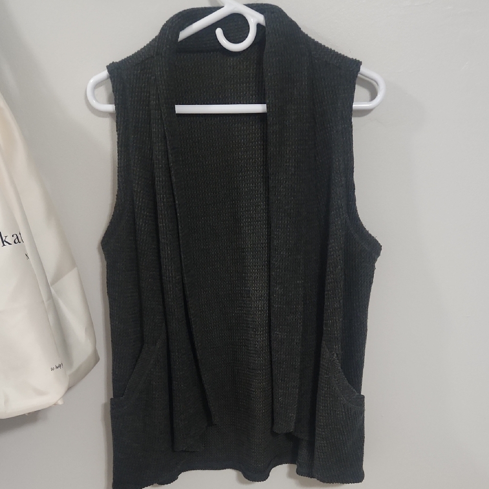 Women's Sleeveless Knit Cardigan Vest - Dark Gray